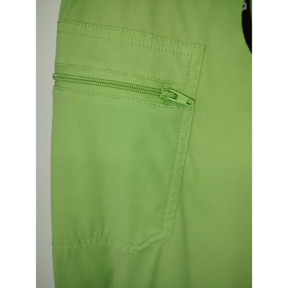 Danskin Woman Green Cropped Pants Size Small Cargo Zip Pockets Adjustable Waist - Picture 4 of 8